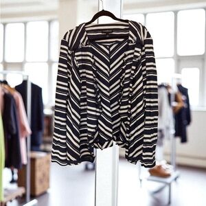 Lane Bryant Navy and White Chevron Blazer